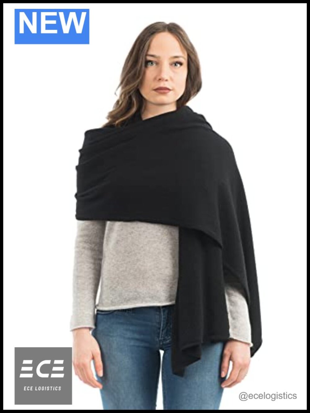 Wool Cashmere Blend Stole Wrap Pashmina Made in Italy One Size